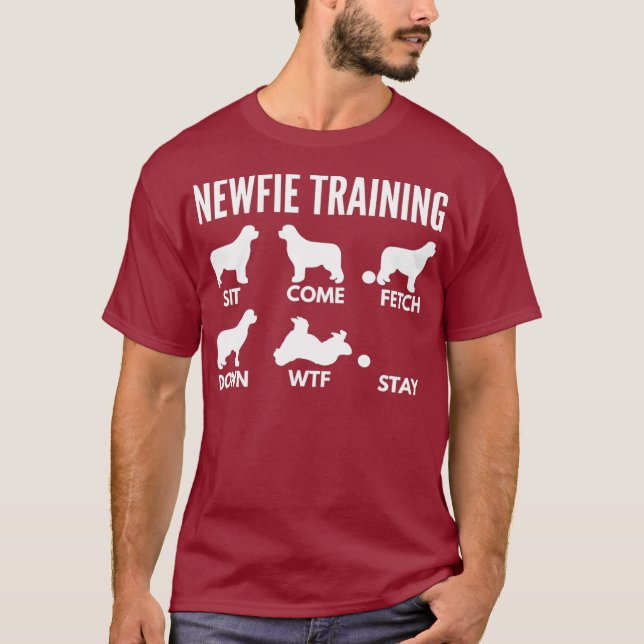 Newfie Training - Newfoundlands Hund T Shirt (Framsida)