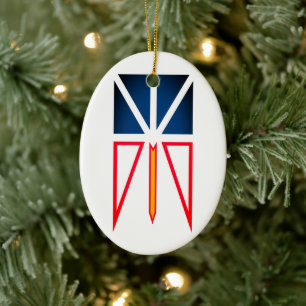 Newfoundland and Labrador flagga (lodrät) Julgransprydnad Keramik