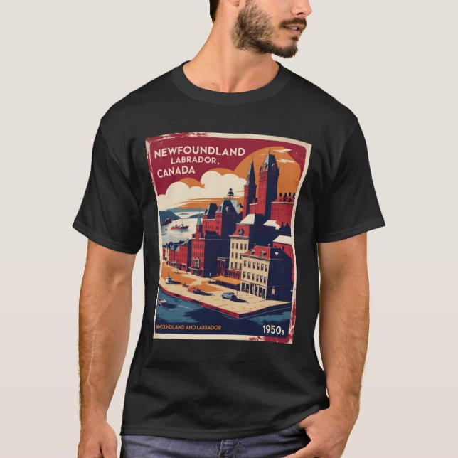 Newfoundland and Labrador Kanada 1950-talets Vinta T Shirt (Framsida)