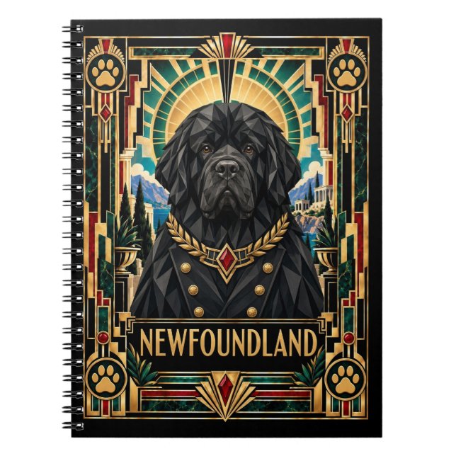 Newfoundland, Art Deco Hund Anteckningsbok (Framsidan)
