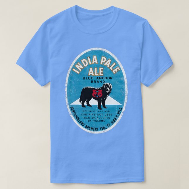 Newfoundland Beer Label Blue Anchor T Shirt (Design framsida)