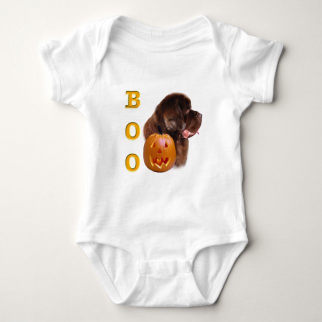 Newfoundland (brn) Halloween Boo Tee Shirt (Framsida)