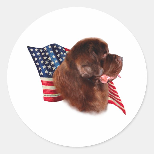 Newfoundland (brun) Flagga Runt Klistermärke (Framsida)