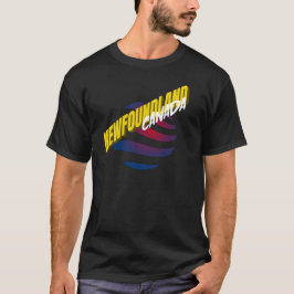 Newfoundland Canada Flagga Färger Round Wave Graph T Shirt