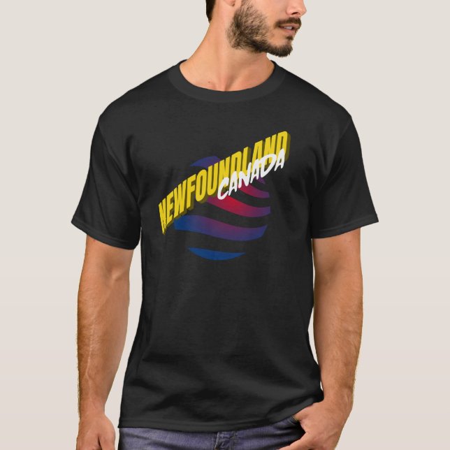 Newfoundland Canada Flagga Färger Round Wave Graph T Shirt (Framsida)