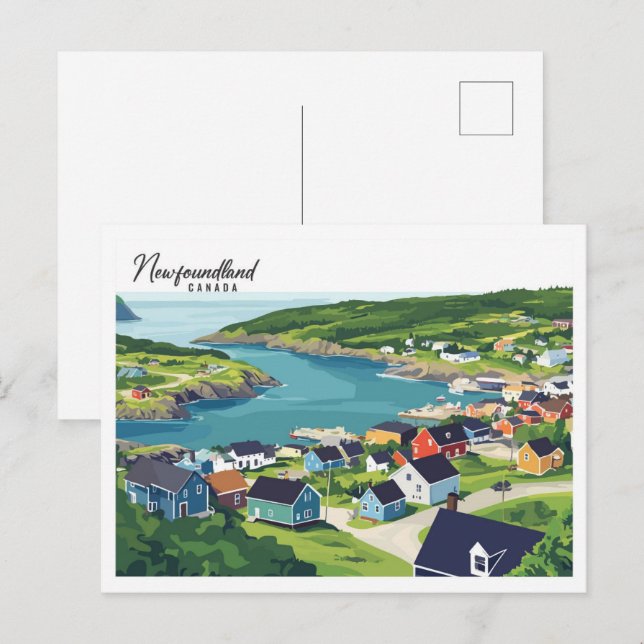 Newfoundland Canada Illustration Travel Vykort (Fram/baksida)