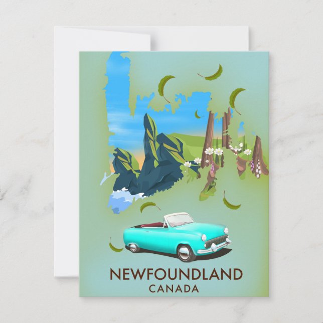 Newfoundland Canada karta-reseaffisch (Framsida)