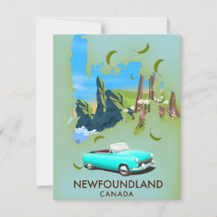 Newfoundland Canada karta-reseaffisch