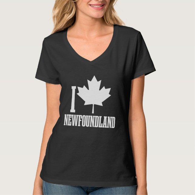 Newfoundland Canada Maple Leaf Red Canadian Flag P T Shirt (Framsida)