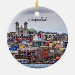 Newfoundland, cityscape-fotografi julgransprydnad keramik