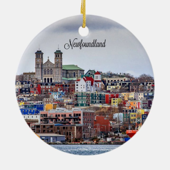 Newfoundland, cityscape-fotografi julgransprydnad keramik (Baksidan)