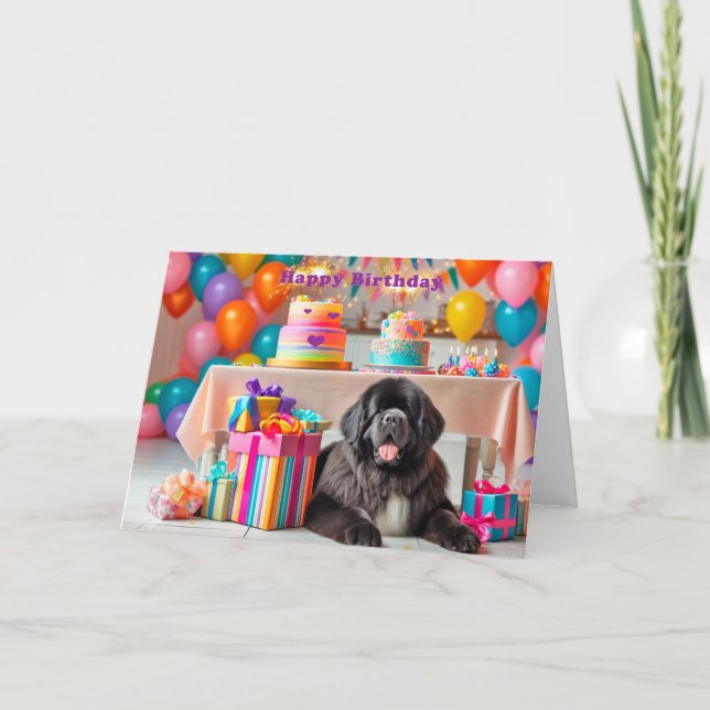 Newfoundland Dog Birthday Card Tack Kort (Framsida)