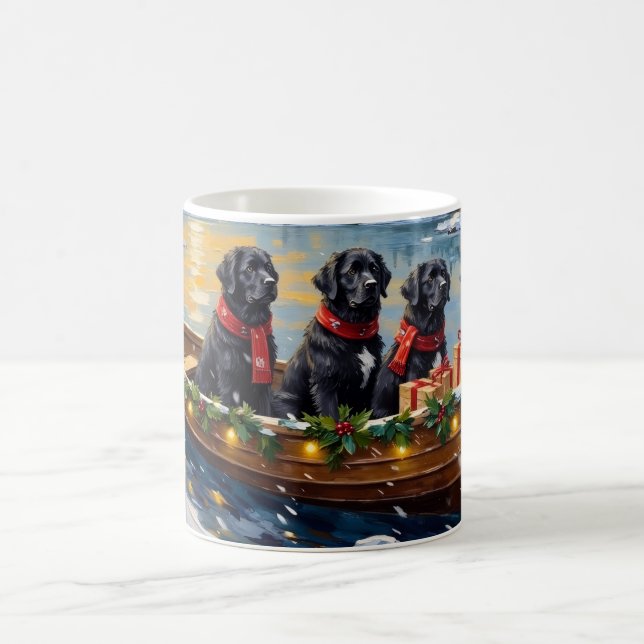 Newfoundland Dog Christmas Boat Holiday Kaffemugg (Center)