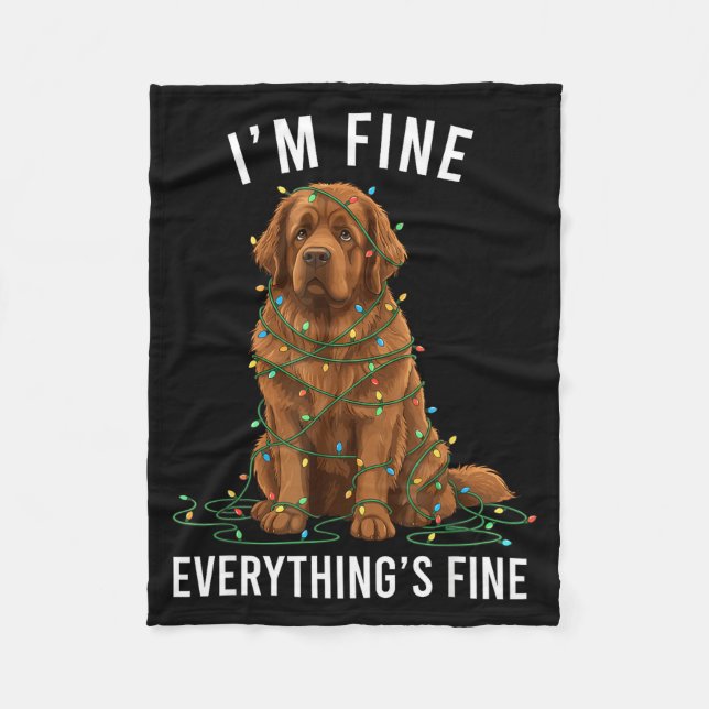 Newfoundland Dog Christmas I'm Fine Everything Is  Fleecefilt (Framsidan)