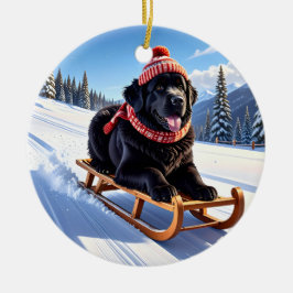 Newfoundland Dog Christmas Julgransprydnad Keramik