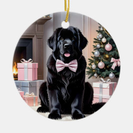 Newfoundland Dog Christmas Julgransprydnad Keramik