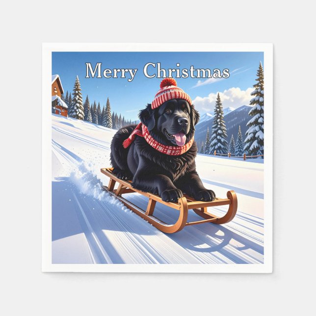 Newfoundland Dog Christmas Pappersservett (Framsidan)