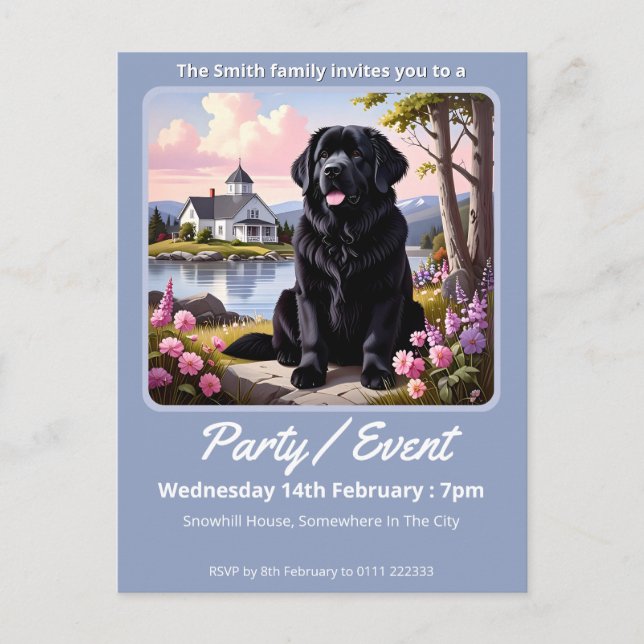 Newfoundland Dog  Inbjudan Vykort (Framsida)
