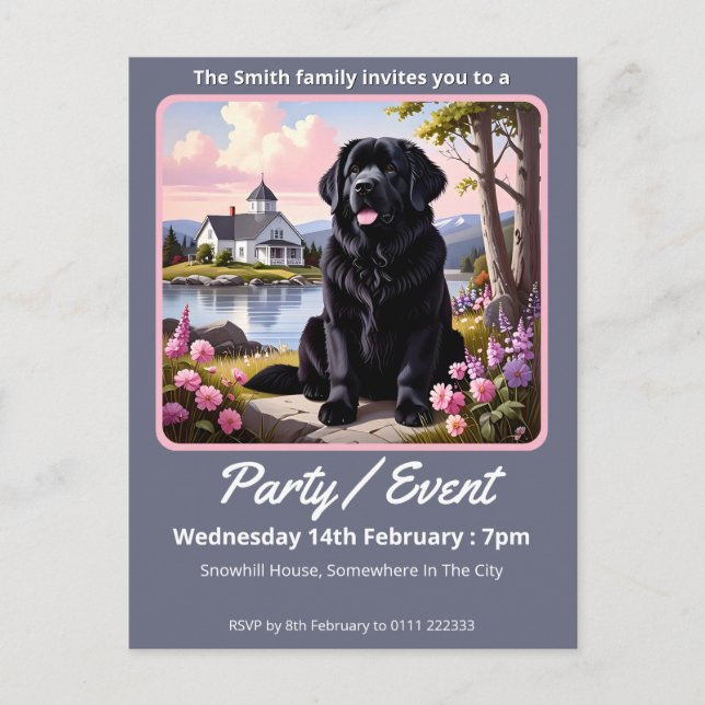 Newfoundland Dog  Inbjudan Vykort (Framsida)