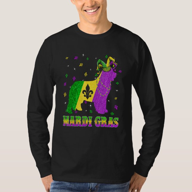 Newfoundland Dog Mardi Gras Carnival Jester Beads T Shirt (Framsida)