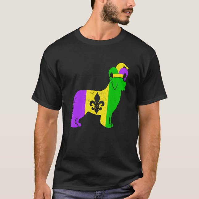 Newfoundland Dog Mardi Gras Carnivals Funny Puppy  T Shirt (Framsida)