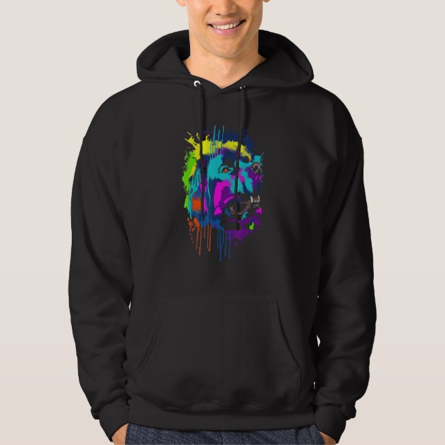 Newfoundland Dog Splash Art Colorful Hoodie (Framsida)