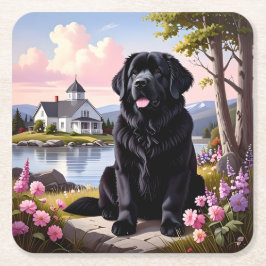 Newfoundland Dog Underlägg Papper Kvadrat