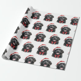 Newfoundland Dog with Santa Hat Presentpapper