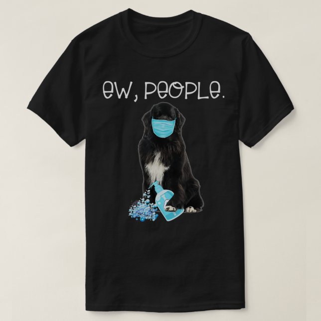 Newfoundland Ew People Hund Wearing A Ansikte Mask T Shirt (Design framsida)