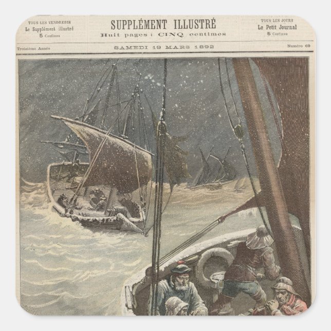 Newfoundland Fishermen Fyrkantigt Klistermärke (Framsida)