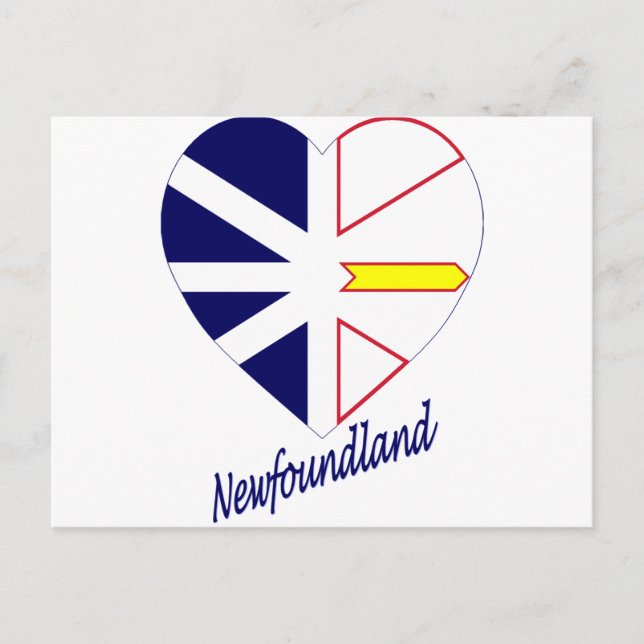 Newfoundland Flagga Heart med Namn Vykort (Framsida)