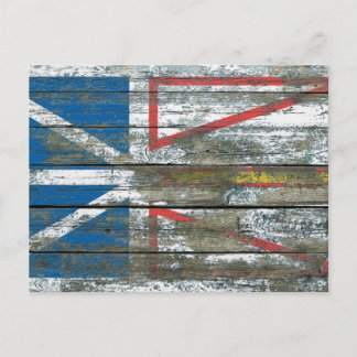 Newfoundland Flagga on Rough Wood Boards Effect Vykort