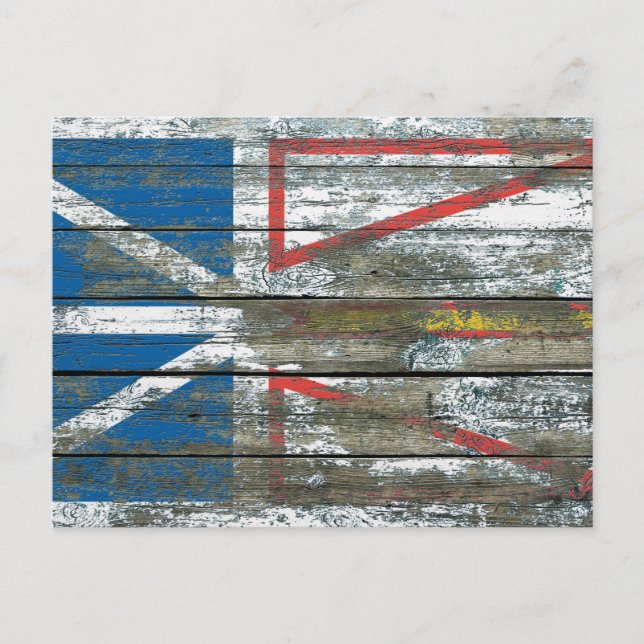 Newfoundland Flagga on Rough Wood Boards Effect Vykort (Framsida)