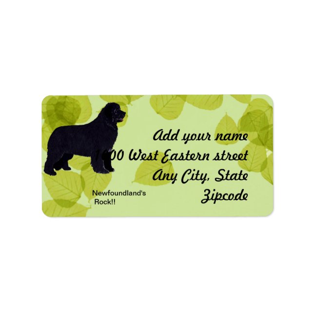 Newfoundland - Grönt Löv Design Adressetikett (Framsidan)