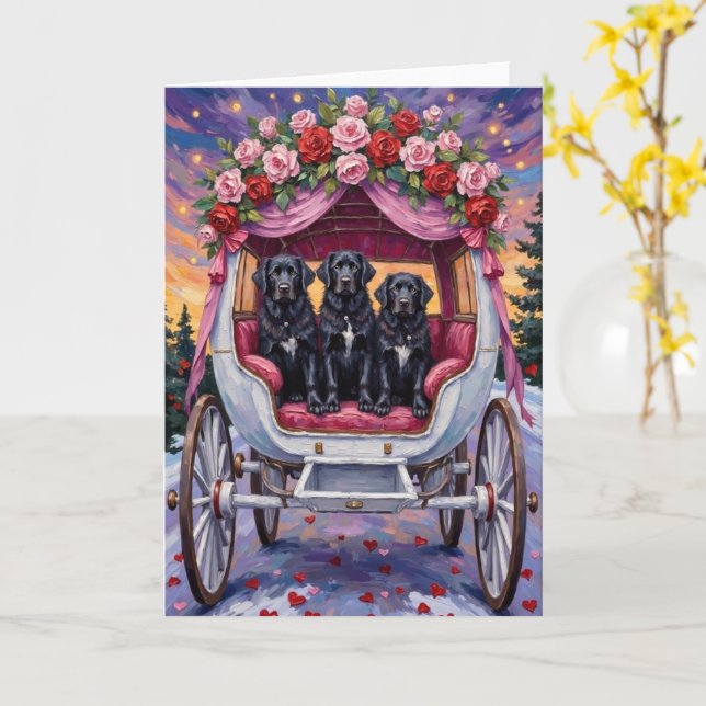 Newfoundland Hund Alla Hjärtans Dag  Kort (Gul blomma)