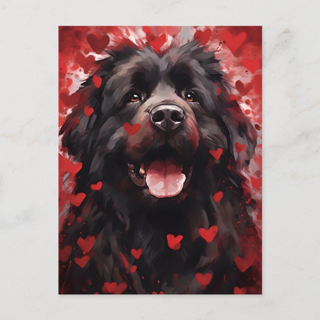 Newfoundland hund Alla hjärtans dag Vykort (Framsida)