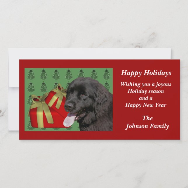 Newfoundland Hund Animal jul-Helgdag Card Julkort (Framsida)