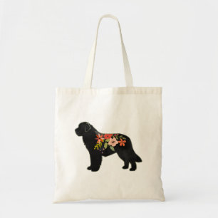 Newfoundland Hund aveln Boho Blommigt Silhouette Tygkasse
