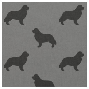 Newfoundland Hund aveln Silhouettes Patterned Tyg