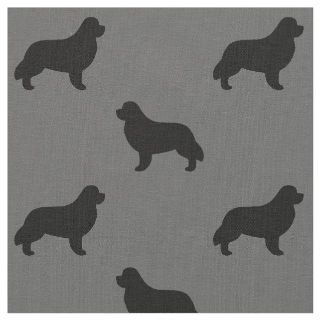 Newfoundland Hund aveln Silhouettes Patterned Tyg (Närbild)