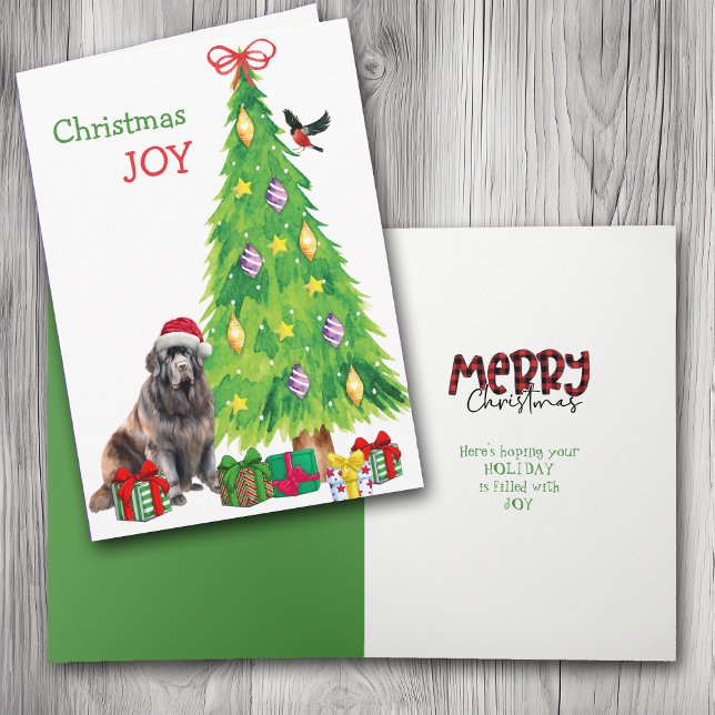 Newfoundland Hund, Bird och Julgran Helgkort (Skapare uppladdad)