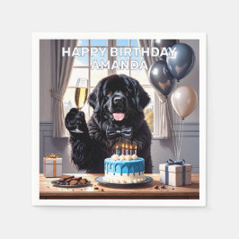 Newfoundland Hund Birthday Celebration Pappersservett