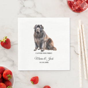 Newfoundland Hund Bröllop Napkins med Photo Pappersservett