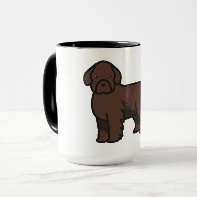 newfoundland hund brun tecknad mugg (Framsida vänster)