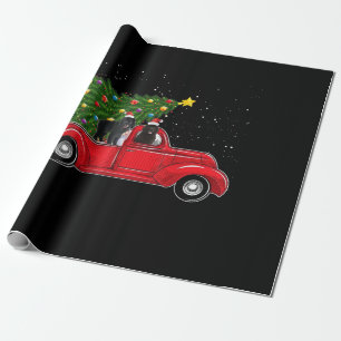 Newfoundland hund christmas på den röda lastbil- presentpapper