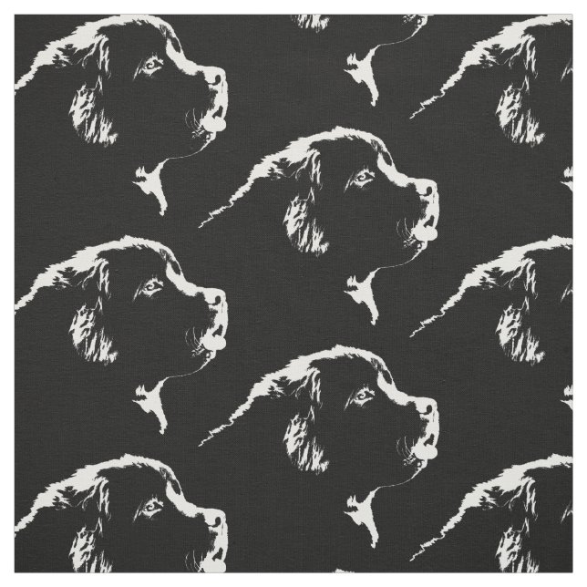 Newfoundland Hund Fabric Fabric Puppy Hund Mönster Tyg (Provkarta)