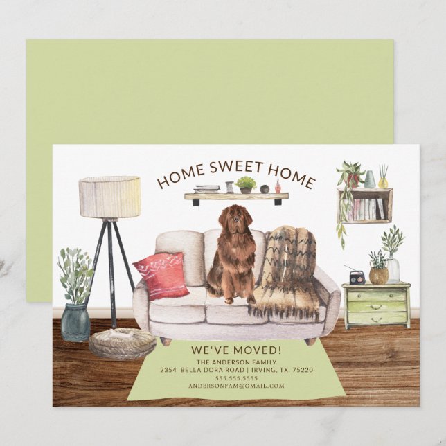 Newfoundland Hund Flytta Announation Inbjudningar (Fram/baksida)