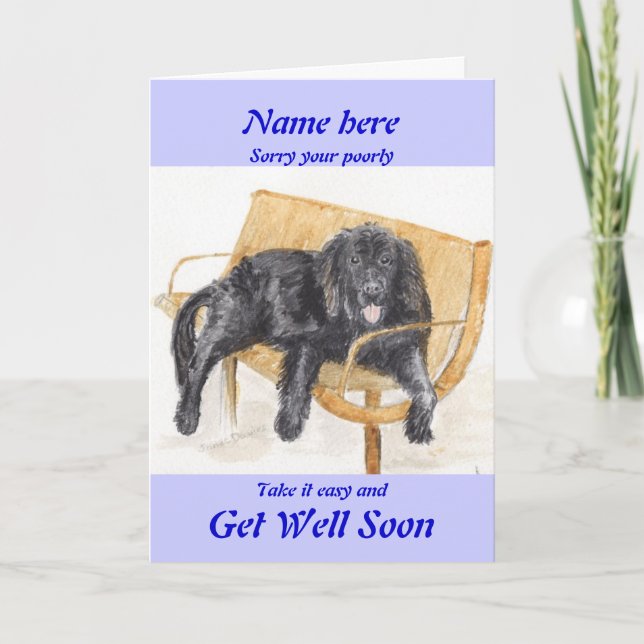 Newfoundland Hund Get well Soon Card add namn Kort (Framsida)