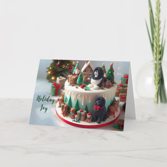 Newfoundland Hund Helgdag Cake Card Helgkort (Framsida)