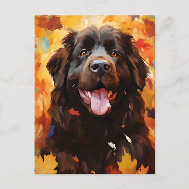 Newfoundland hund Höst Tacksgiving  Vykort (Framsida)